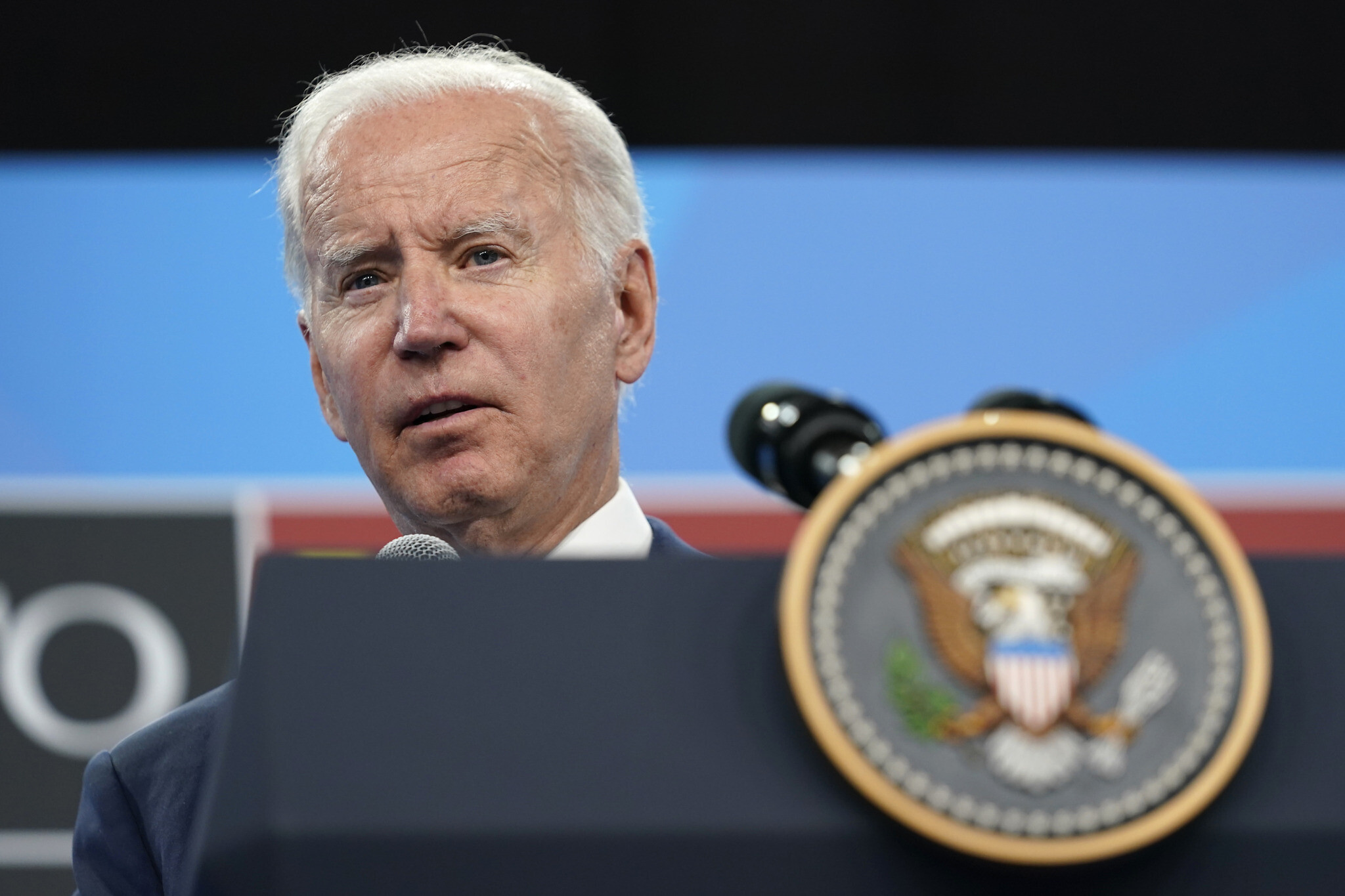 US President Joe Biden speaks during a news conference on the final day of the NATO summit in Madrid, June 30, 2022. (AP Photo/Susan Walsh)
