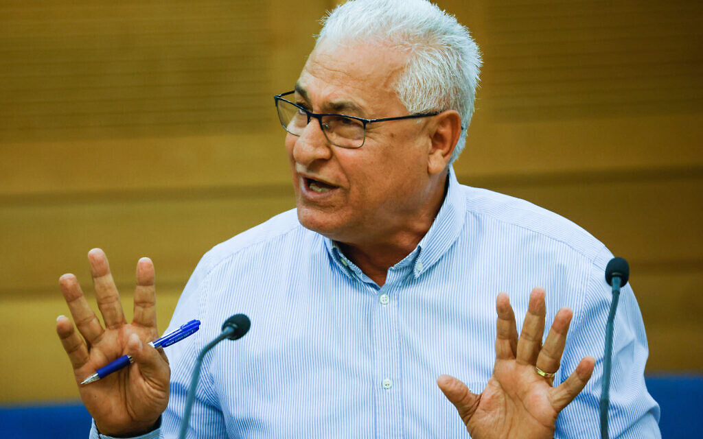 Ra'am MK Mazen Ghanaim speaks during a Knesset committee meeting on October 27, 2021. (Olivier Fitoussi/Flash90)