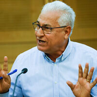 Ra'am MK Mazen Ghanaim speaks during a Knesset committee meeting on October 27, 2021. (Olivier Fitoussi/Flash90)