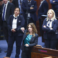 Meretz MK Ghaida Rinawie Zoabi attends a vote on a West Bank bill at the Knesset, in Jerusalem on June 6, 2022. (Yonatan Sindel/Flash90)