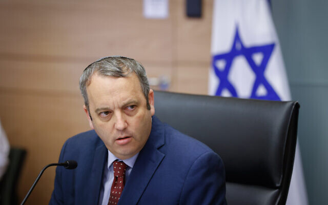 Labor MK Gilad Kariv leads a session of the Knesset's Constitution, Law and Justice Committee, June 26, 2022. (Olivier FItoussi/FLASH90)