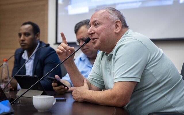 Likud MK David Amsalem attends a Knesset Constitution, Law and Justice Committee meeting on June 26, 2022. (Olivier FItoussi/Flash90)