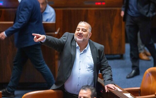 Ra'am MK Mansour Abbas in the Knesset on June 30, 2022. (Olivier Fitoussi/Flash90)