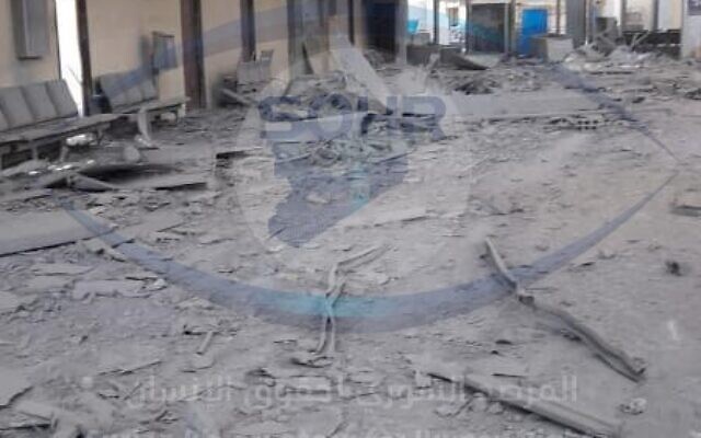 Damage to passenger halls at Damascus Airport as seen in a photo released June 11, 2022 by the Syrian Observatory for Human Rights. It said the airport arrival halls were being used as areas for the unobserved arrival of senior figures from the Iranian military and Lebanon's Hezbollah terror group. (Syrian Observatory for Human Rights)