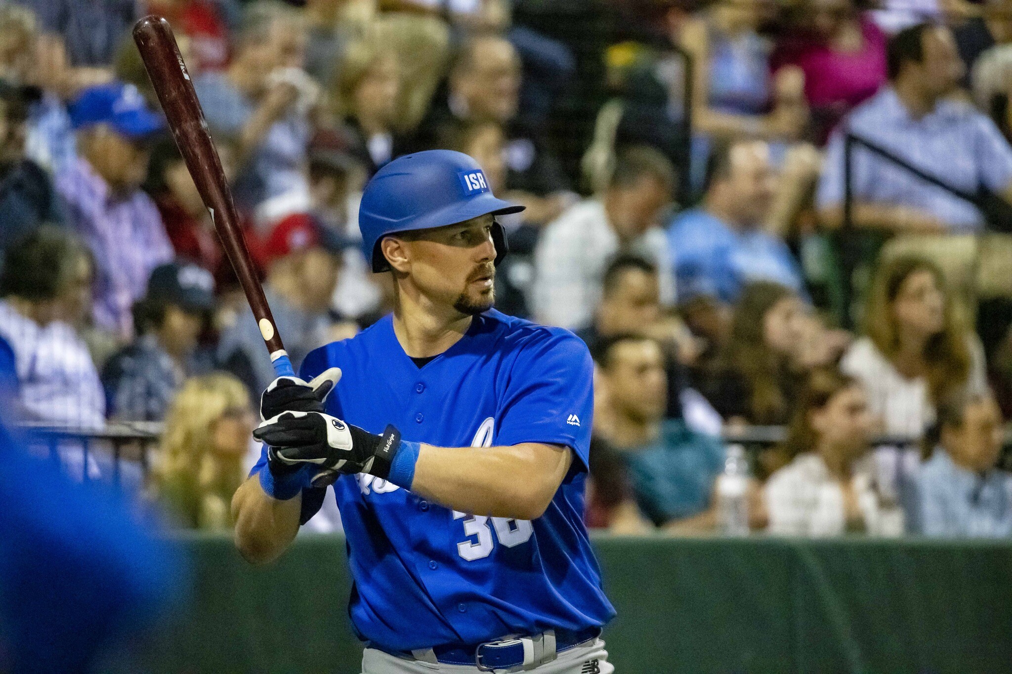 Ryan Lavarnway goes to bat for Team Israel in this undated photo. (Courtesy IAB)
