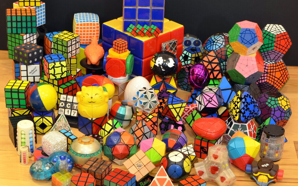 Collection of Rubik's Cube-inspired twisty puzzles from collection of Brett Kuehner. (Brett Kuehner)