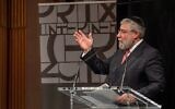 Rabbi Pinchas Goldschmidt delivers a speech in Paris, France on Oct. 10, 2018. (Conference of European Rabbis via JTA)