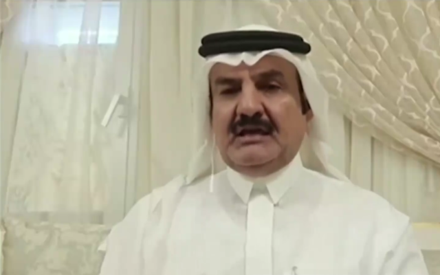 Mubarak al-Ati, the director of Saudi Arabia's official al-Ekhbariya Radio, speaks in a video aired on June 22, 2022. (Screenshot: Channel 12 news)