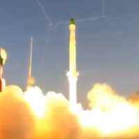An image taken from a video showing the second launch of Iran's satellite carrier Zuljanah on June 26, 2022. (Twitter/Sccreenshot)