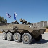 The first serial produced ‘Eitan’ APC in a handout photo published June 14, 2022. (Defense Ministry)