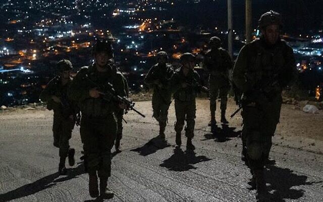 Israeli soldiers operate in the West Bank, June 29, 2022. (Israel Defense Forces)