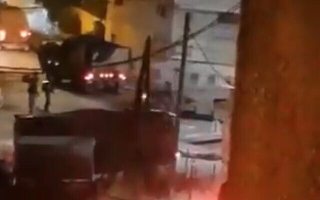 Screen capture from video of Israeli security forces entering the West Bank village of Ya'bad near Jenin, June 1, 2022. (Twitter)