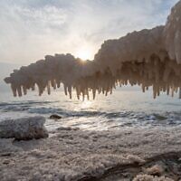 View of salt formations on the Dead Sea shore, October 30, 2021.(Mila Aviv/Flash90)