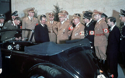 Hitler receives a Volkswagen for his 50th birthday (public domain)