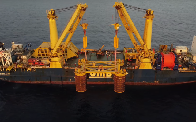 Energean working in the Karish oil field, offshore Israel, in 2020. (Screen capture/YouTube)
