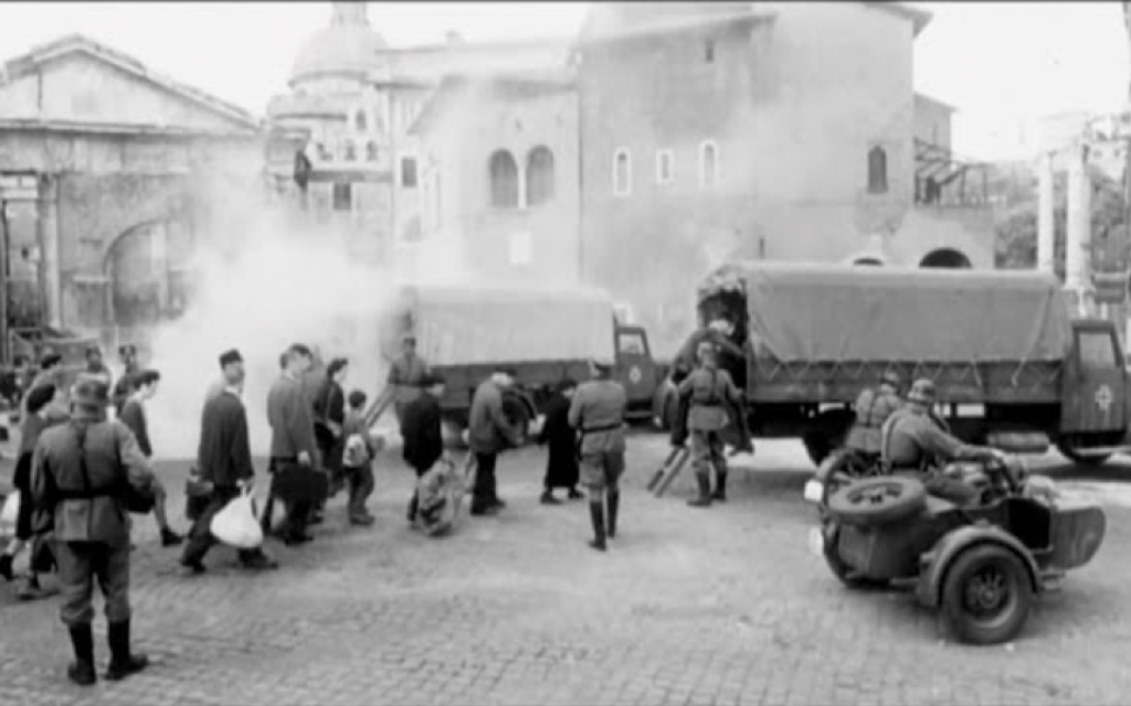 The mass arrest of Jews in Rome on October 16, 1943 (public domain)