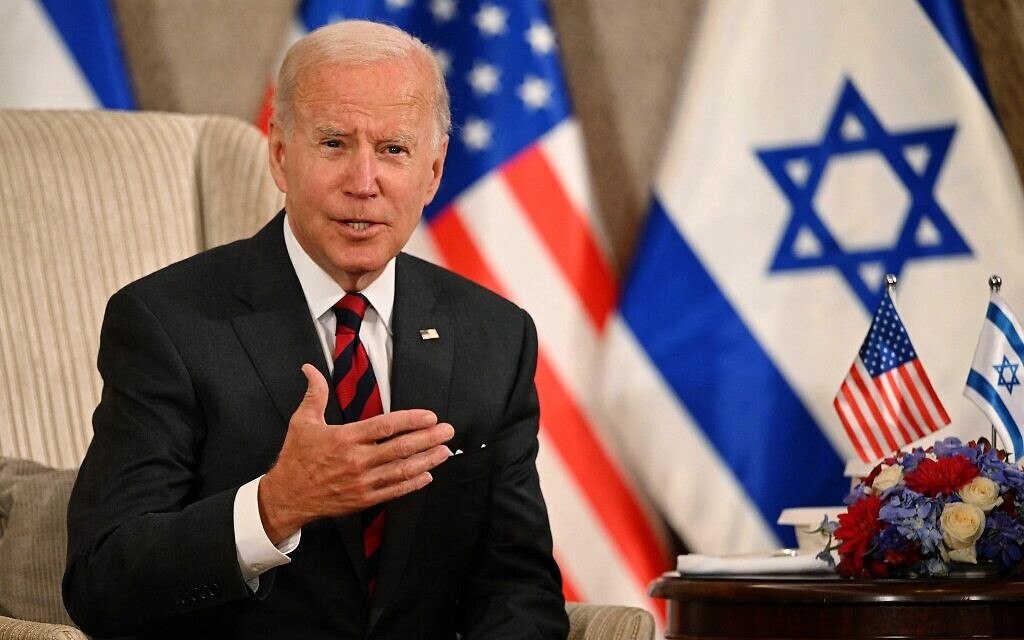US President Joe Biden in Jerusalem on July 14, 2022. (Photo by MANDEL NGAN / AFP)