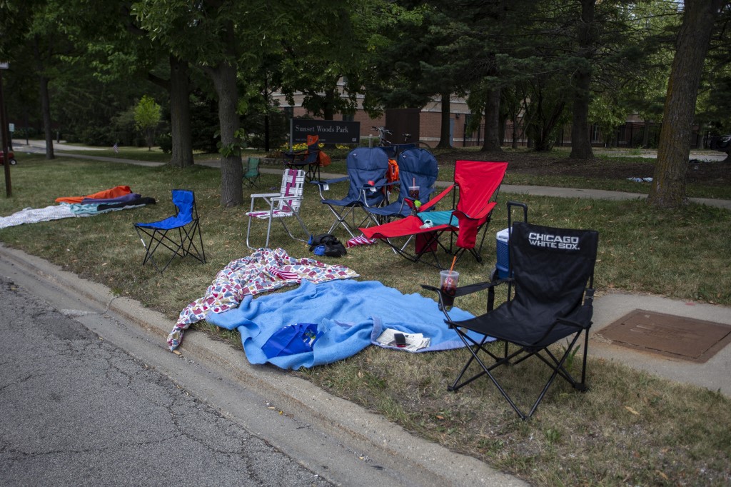 Chairs and blankets are left abandoned after a shooting at a Fourth of July parade on July 4, 2022 in Highland Park, Illinois. (Jim Vondruska/Getty Images/AFP)