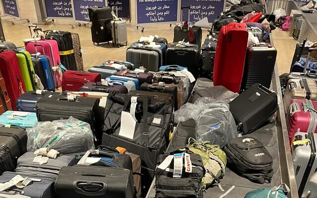 Abandoned suitcases at Ben Gurion Airport, July 2022 (Courtesy)