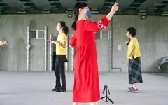 A Taiwanese dance teacher practices Israeli folk dance in Yilan, Taiwan. (Jordyn Haime)/ JTA