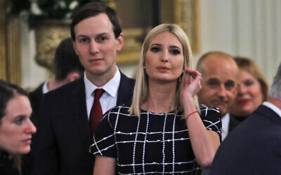 Ivanka Trump (right) and Jared Kushner (left) at a signing ceremony for 'phase one' of a US-China trade agreement, in the East Room of the White House, January 15, 2020, in Washington. (AP Photo/Steve Helber)