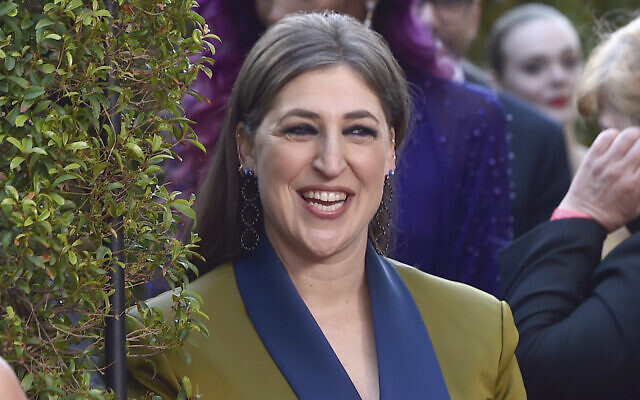 Mayim Bialik arrives at the 27th annual Critics Choice Awards on March 13, 2022, at the Fairmont Century Plaza Hotel in Los Angeles. (Photo by Jordan Strauss/Invision/AP)