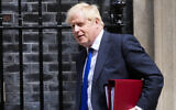 British Prime Minister Boris Johnson leaves 10 Downing Street in London, July 6, 2022. (Frank Augstein/AP)