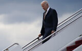 US President Joe Biden arrives at Andrews Air Force Base after delivering remarks in Cleveland about the American Recovery Act, July 6, 2022, in Andrews Air Force Base, Md. (AP/Evan Vucci)