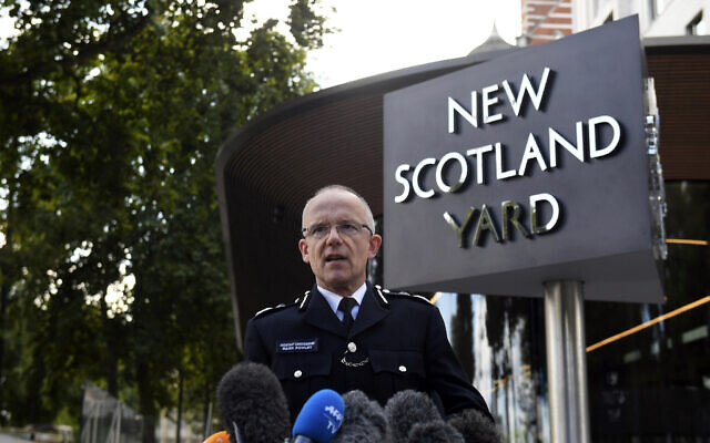 Metropolitan Police Assistant Commissioner Mark Rowley speaks to the media in London, Sept. 15, 2017. Veteran counterterrorism police officer Mark Rowley will be the new chief of London’s troubled Metropolitan Police, the British government said Friday, July 8 2022. (Victoria Jones/PA via AP)
