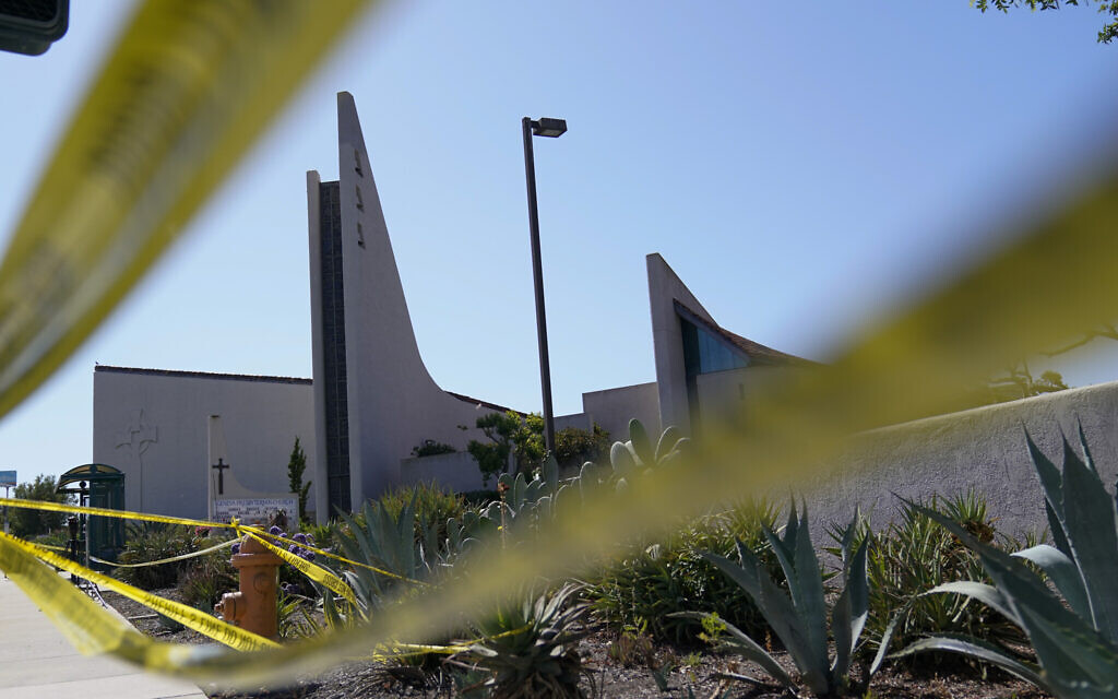 Crime scene tape surrounds Geneva Presbyterian Church in Laguna Woods, California, May 17, 2022. (AP Photo/Ashley Landis, File)