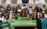 House Speaker Nancy Pelosi of Calif., accompanied by female House Democrats, speaks at an event ahead of a House vote on the Women's Health Protection Act and the Ensuring Women's Right to Reproductive Freedom Act at the Capitol in Washington, Friday, July 15, 2022. (AP Photo/Andrew Harnik)
