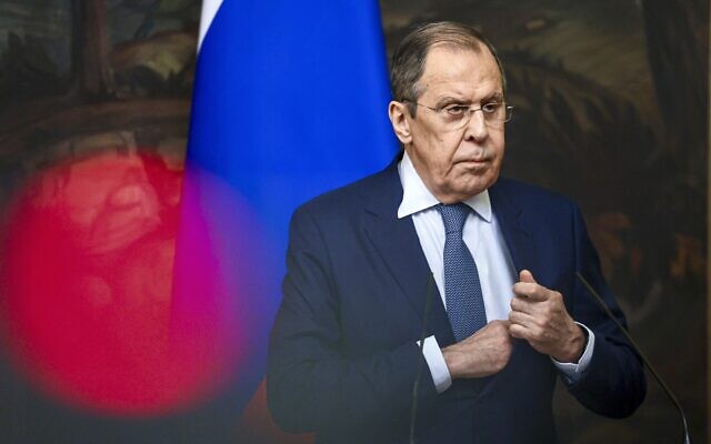 Russian Foreign Minister Sergey Lavrov attends a news conference in Moscow, Russia, on July 21, 2022 (Russian Foreign Ministry Press Service via AP, File)