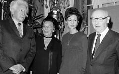 The winners of the 1970 National Book Awards at Lincoln Center in New York, March 4, 1970: Erik H. Erikson, Lillian Hellman, Joyce Carol Oates and Isaac Bashevis Singer. (AP)