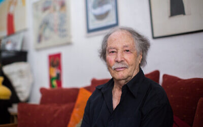 Portrait of Uri Orlev, award-winning Israeli children's author, in his home in Yemin Moshe on June 28, 2015. (Yonatan Sindel/Flash90)