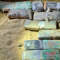 Drugs seized during a smuggling attempt on the Egypt border, on July 3, 2022. (Israel Defense Forces)