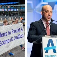 The Anti Defamation League CEO Jonathan Greenblatt retweeted a Twitter thread that singled out New York progressive group Jews For Racial and Economic Justice this week. (Getty/Courtesy via JTA)