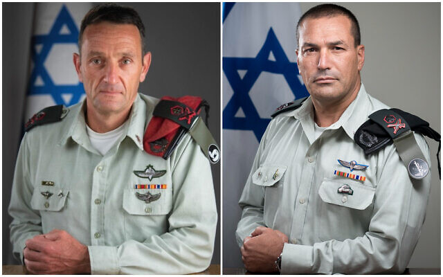 Major Generals Eyal Zamir (right) and Herzi Halevi (left) are seen in official, undated photographs. (Israel Defense Forces)