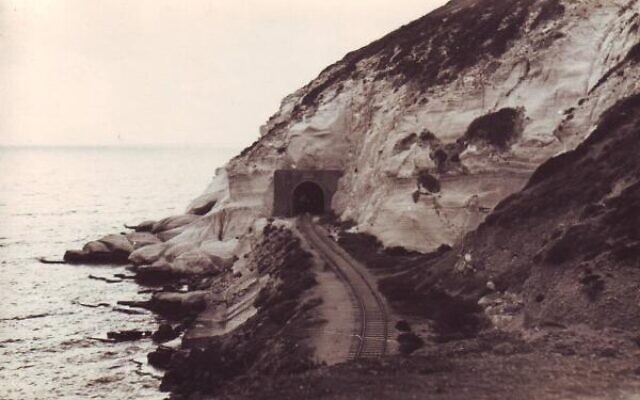 The former British Cairo-Istanbul railway tunnel photographed in 1964 in Rosh Hanikra (Wikimedia commons)