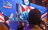 President Isaac Herzog speaks at the US Embassy's Independence Day celebrations on July 5, 2022 (Kobi Gideon/GPO)