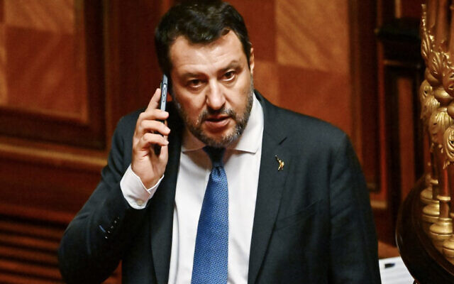 Italian senator and League party leader Matteo Salvini at the Senate in Rome on July 20, 2022. (Andreas Solaro/AFP)