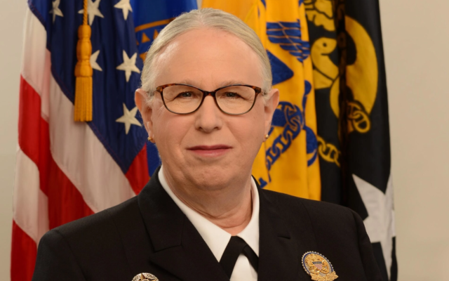 Assistant Secretary for Health Rachel Levine in uniform as an admiral, in Washington DC on the day of her swearing-in, October 29, 2021. (Office of the Assistant Secretary for Health via JTA)