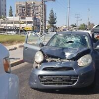 The scene of a deadly car accident at the entrance of Kiryat Malachi on July 29, 2022. (Hatzalah)
