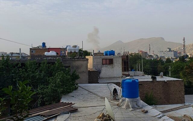 Smoke rises from a house following a US drone strike in the Sherpur area of Kabul, July 31, 2022. (AFP)