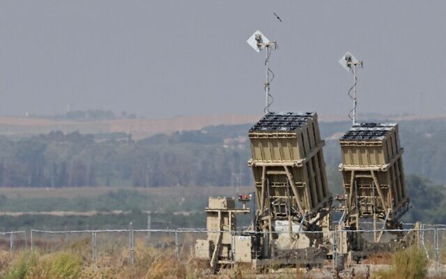 Batteries of Israel's Iron Dome defence missile system, designed to intercept and destroy incoming short-range rockets and artillery shells, are stationed in southern Israel on August 6, 2022. (Jack Guez/AFP)