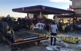 A video grab taken from a footage of AFP TV on August 20, 2022 shows a truck after a crash in Derik district of Mardin. (Demiroren News Agency (DHA) / AFP)