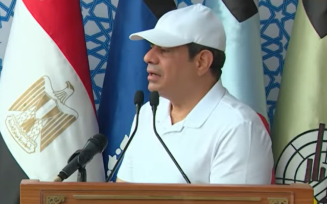 Egypt's President Abdel-Fattah el-Sissi speaking at a military academic college in Egypt, August 6, 2022. (Screengrab/YouTube)