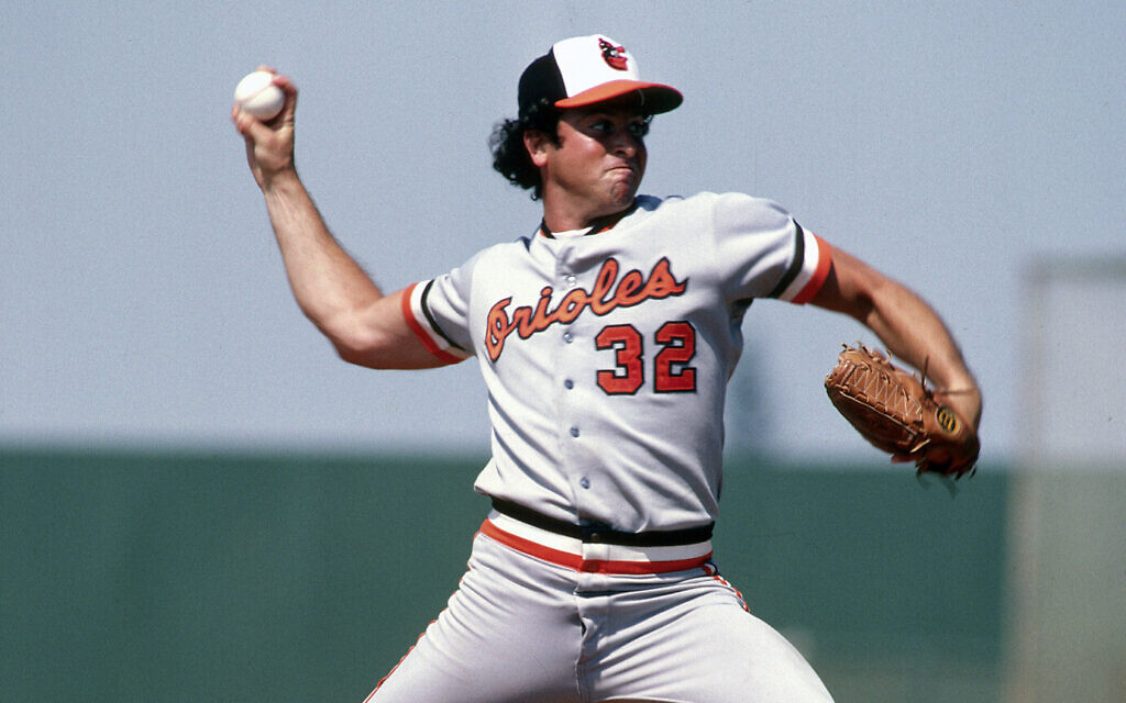Steve Stone of the Baltimore Orioles pitches during a Major League Baseball spring training game, circa 1981. (Focus on Sport/Getty Images/ via JTA)