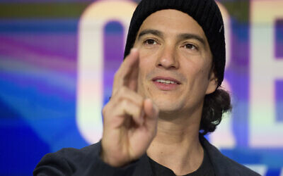 Adam Neumann, co-founder and CEO of WeWork, attends the opening bell ceremony at Nasdaq, Tuesday, Jan. 16, 2018, in New York. (AP/Mark Lennihan)