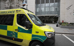 illustrative: An ambulance leaves a hospital in London, March 5, 2021. (Frank Augstein/AP)