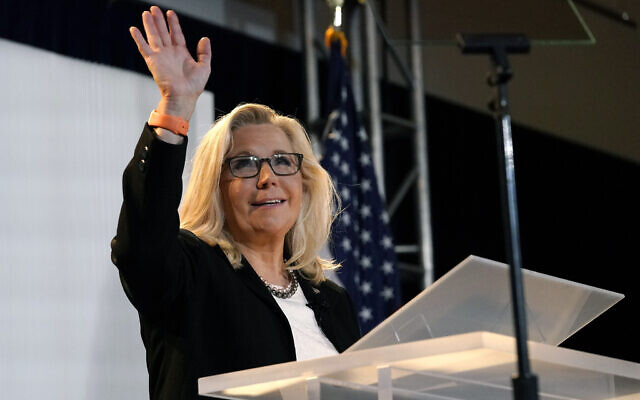 Congresswoman Liz Cheney gives a speech at the Ronald Reagan Presidential Library and Museum, June 29, 2022, in Simi Valley, California. (AP Photo/Mark J. Terrill)